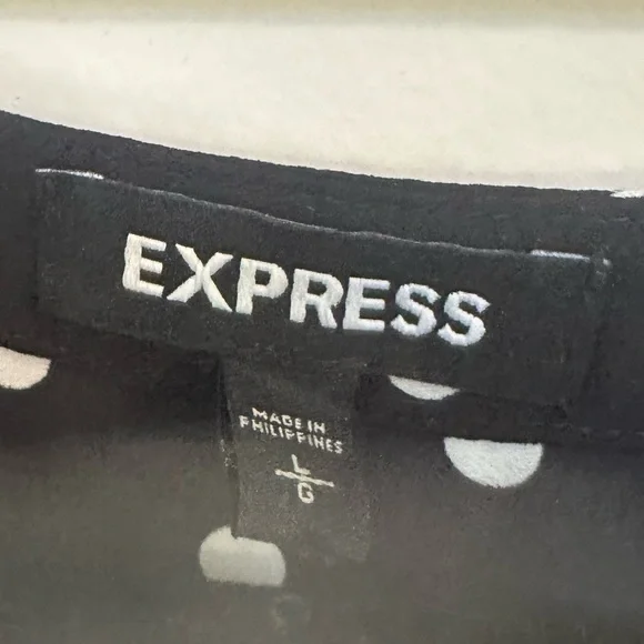 Express Black and White Polka Dot Blouse with Ruffle Sleeves in Women’s Large - Picture 6 of 7